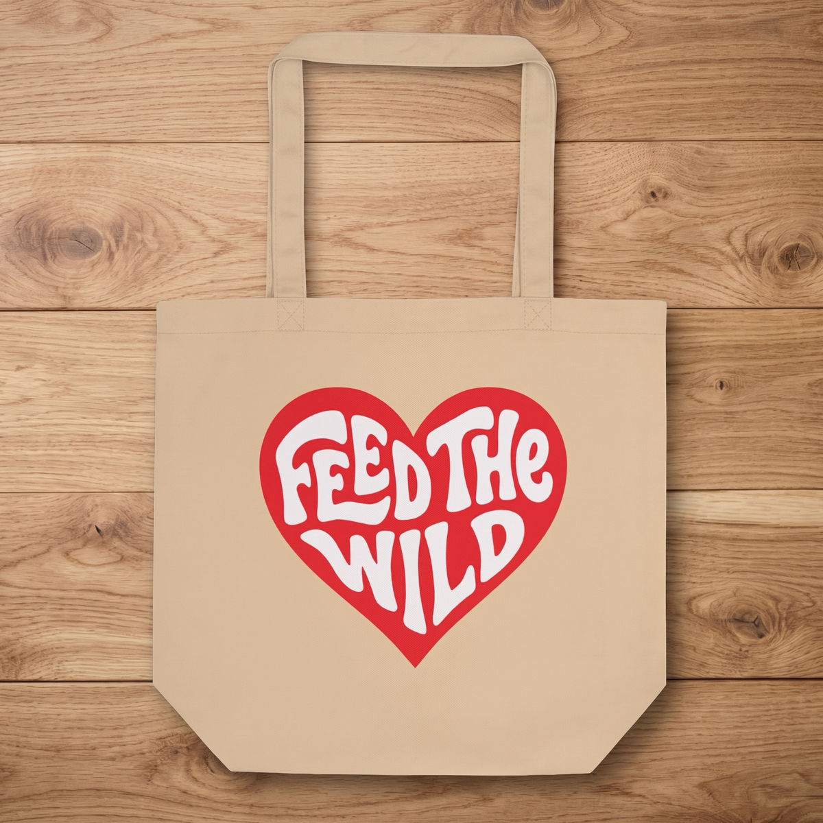 "Feed the Wild" Heart Organic Cotton Tote Bag
