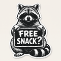 "Free Snack?" Raccoon Vinyl Sticker