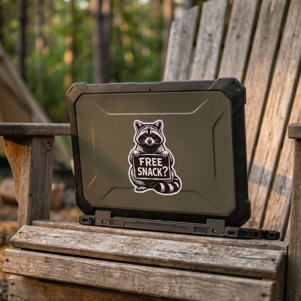 "Free Snack?" Raccoon Vinyl Sticker